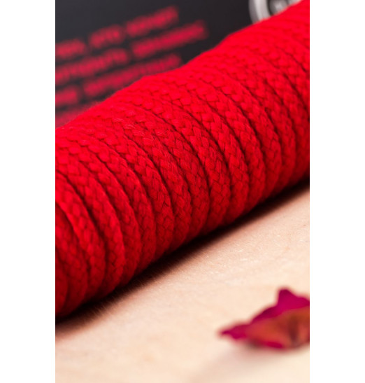 Красная текстильная веревка для бондажа - 1 м.