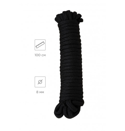 Черная текстильная веревка для бондажа - 1 м.