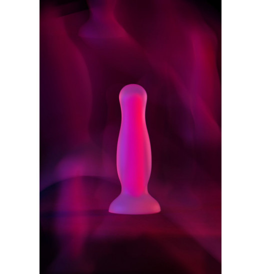 Розовая, светящаяся в темноте анальная втулка John Glow - 12,5 см.