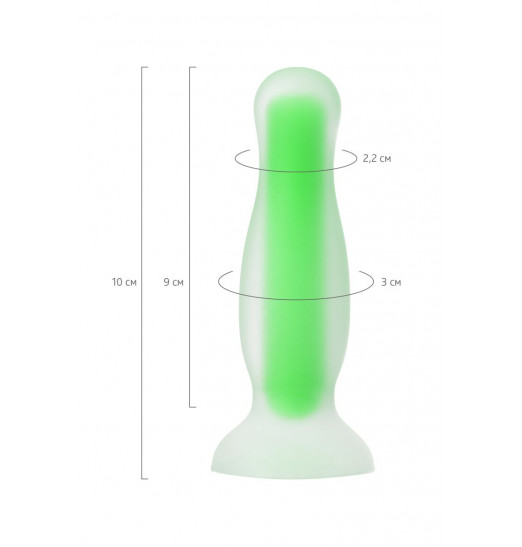 Зеленая, светящаяся в темноте анальная втулка Victor Glow - 10 см.