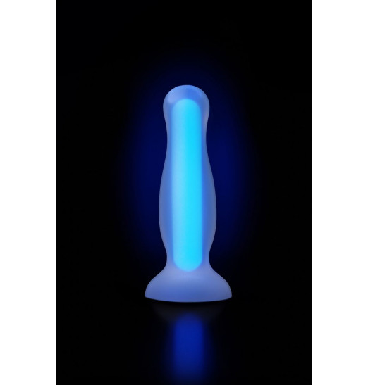 Голубая, светящаяся в темноте анальная втулка Kyle Glow - 10 см.