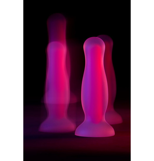 Розовая, светящаяся в темноте анальная втулка Cain Glow - 10 см.