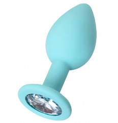 Мятная анальная пробка с прозрачным кристаллом Brilliant - 7 см.