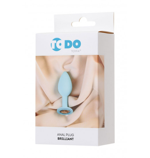 Мятная анальная пробка с прозрачным кристаллом Brilliant - 7 см.