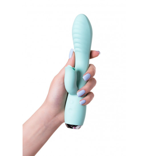 Мятный вибратор с клиторальным стимулятором MILO - 20 см.