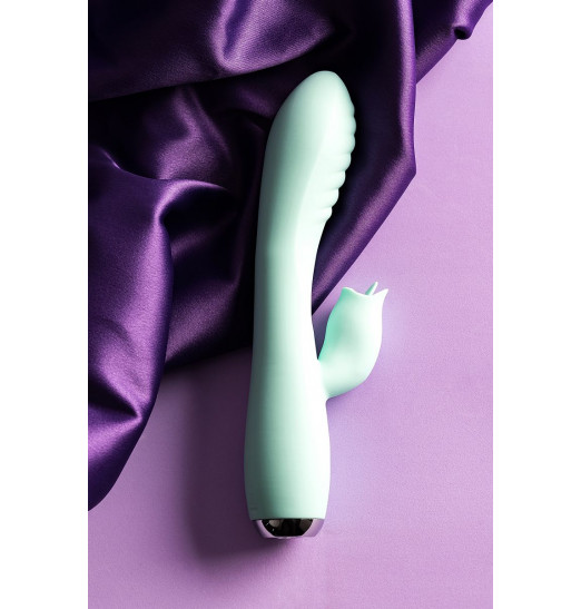 Мятный вибратор с клиторальным стимулятором MILO - 20 см.