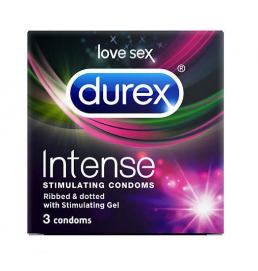 Рельефные презервативы со стимулирующей смазкой Durex Intense Orgasmic - 3 шт.
