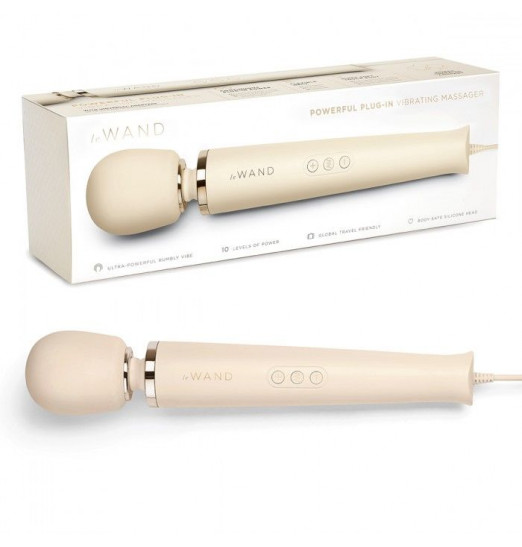 Кремовый проводной вибромассажер Le Wand Cream с 10 скоростями Кремовый проводной вибромассажер Le Wand Cream с 10 скоростями