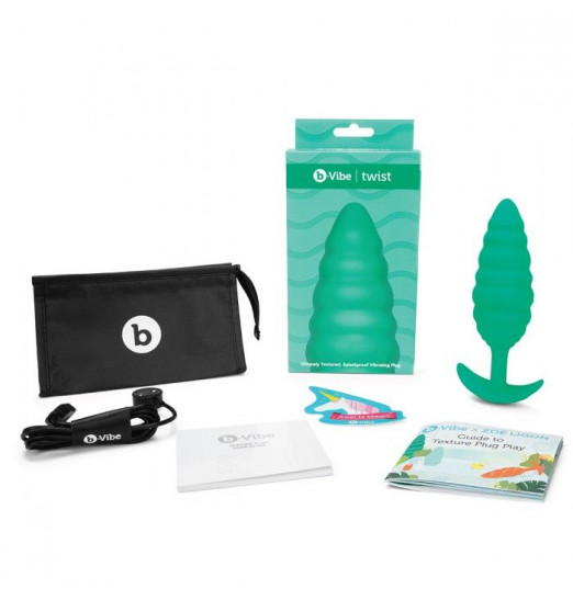 Зеленый ребристый анальный виброплаг Twist - 15,3 см. Зеленый ребристый анальный виброплаг Twist - 15,3 см.