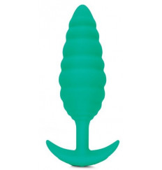 Зеленый ребристый анальный виброплаг Twist - 15,3 см.