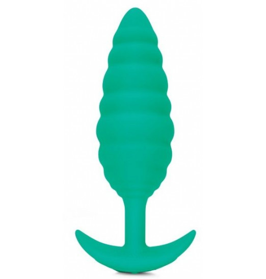 Зеленый ребристый анальный виброплаг Twist - 15,3 см.