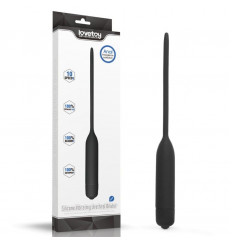 Черный уретральный виброплаг Silicone Vibrating Urethral Dilator - 21 см.