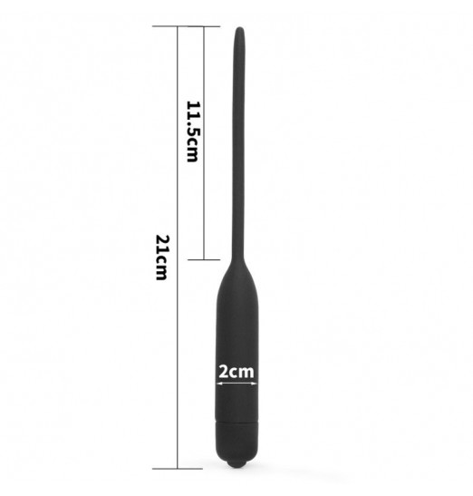 Черный уретральный виброплаг Silicone Vibrating Urethral Dilator - 21 см.