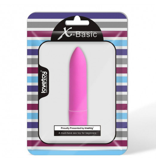 Розовая вибропуля X-Basic Long Bullet-10 speeds - 9 см.