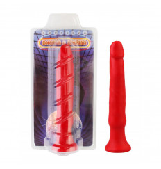 Красный анальный стимулятор без мошонки - 14 см.