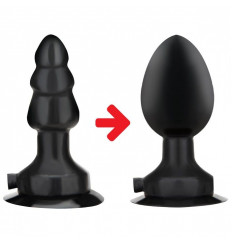 Черная надувная вибропробка на присоске - 10 см.