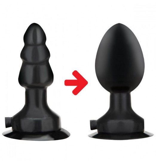 Черная надувная вибропробка на присоске - 10 см.