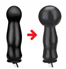 Черная надувная анальная пробка с вибрацией - 10 см.