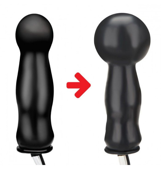 Черная надувная анальная пробка с вибрацией - 10 см.