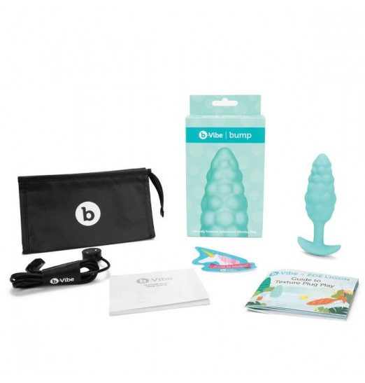 Мятный рельефный анальный виброплаг Bump - 12 см.