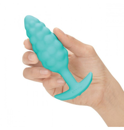 Мятный рельефный анальный виброплаг Bump - 12 см.