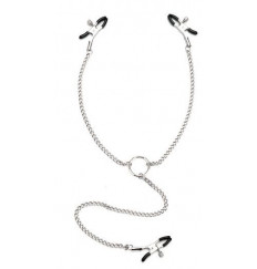 Серебристые зажимы для клитора и сосков с цепочкой