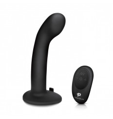 Черный вибрострапон с загнутой головкой Pegasus с пультом ДУ - 15 см.