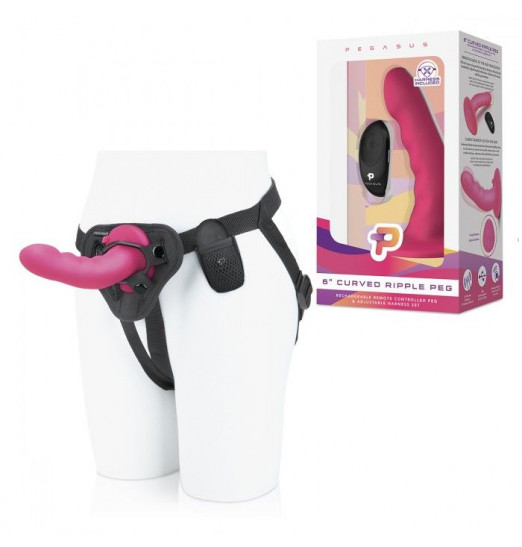 Розовый ребристый вибрострапон Pegasus - 14 см.