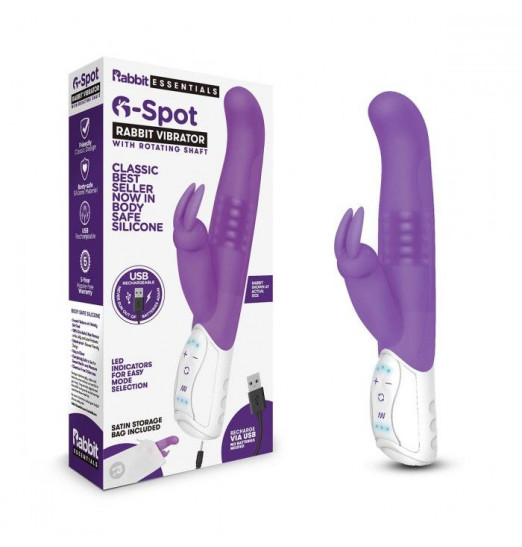 Фиолетовый G-стимулятор с клиторальным отростком - 24 см.