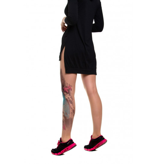 Колготки Koi Fish с имитацией тату в виде бирюзового карпа