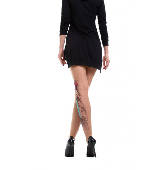 Колготки Koi Fish с имитацией тату в виде бирюзового карпа