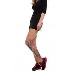 Телесные колготки с имитацией тату сбоку в виде инста-дивы