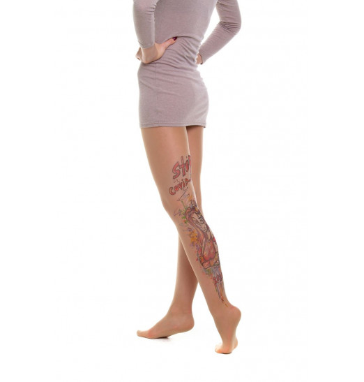Колготки с имитацией тату Stop COVID-19 Колготки с имитацией тату Stop COVID-19