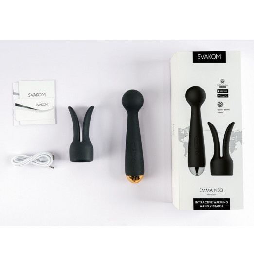Черный интерактивный нагревающийся вибромассажер Emma Neo