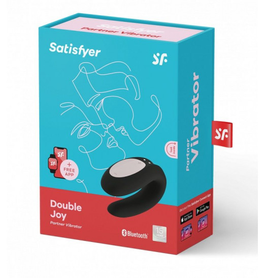 Черный вибратор для пар Double Joy с управлением через приложение
