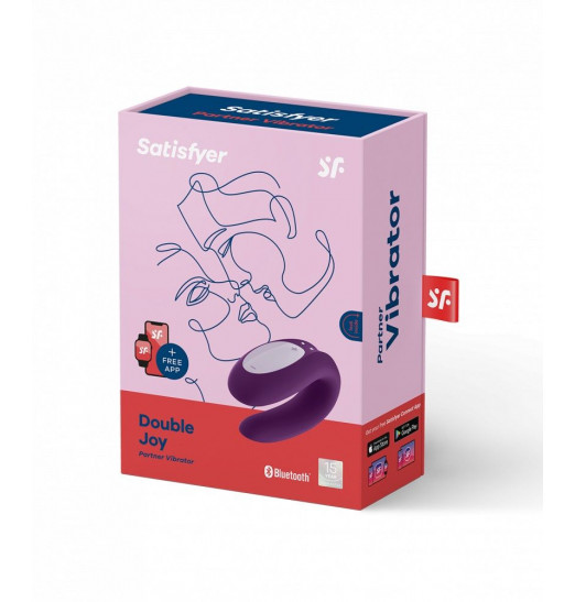 Фиолетовый вибратор для пар Double Joy с управлением через приложение