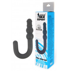 Черный фантазийный анальный стимулятор - 15,5 см.