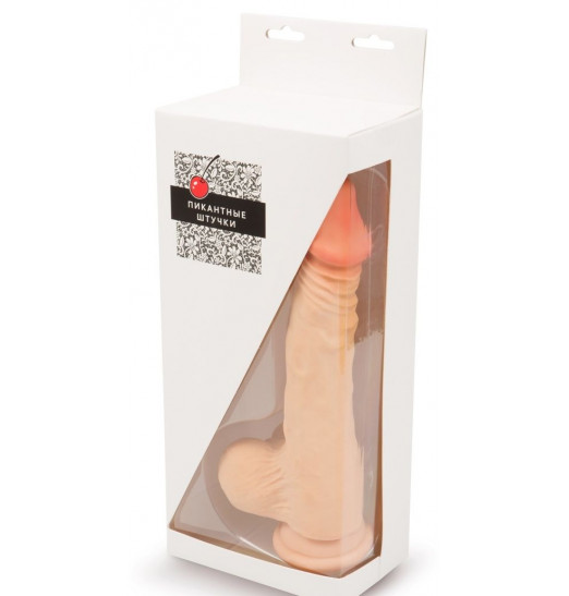 Телесный фаллоимитатор-реалистик на присоске - 22 см.