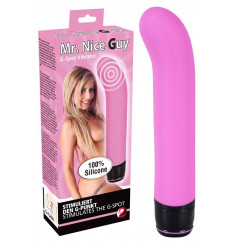 Розовый изогнутый вибратор Mr. Nice Guy - 23 см.