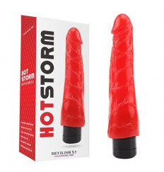 Красный реалистичный вибратор Hot Storm Devilish X3 - 23,2 см.