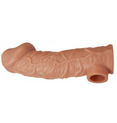 Телесная насадка на фаллос с отверстием для мошонки EXTREME SLEEVE - 17,6 см.