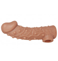 Телесная насадка на фаллос с отверстием для мошонки EXTREME SLEEVE - 15,6 см.