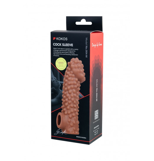 Телесная насадка на фаллос с отверстием для мошонки - 15,6 см.