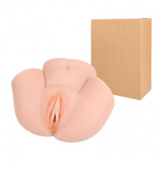 Телесный реалистичный мастурбатор-полуторс с двумя функциональными отверстиями