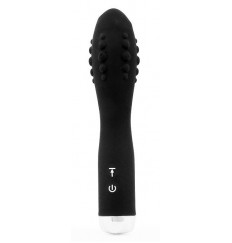 Черный вибромассажер с 12 режимами вращения шариков - 19 см.