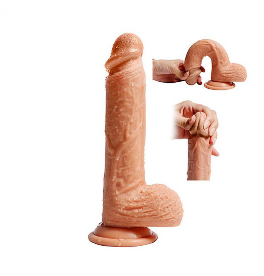 Телесный ультра реалистичный фаллоимитатор на присоске SHEQU