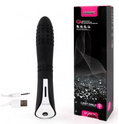 Черный вибромассажер с пупырышками с 7 режимами пульсации - 20 см.