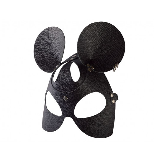 Черная кожаная маска  Мышка  с тиснением