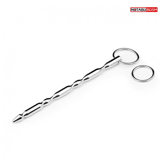Серебристый стимулятор уретры с двумя сменными кольцами