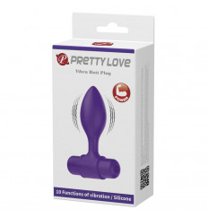 Фиолетовая анальная пробка с мощной вибрацией Vibra - 8,6 см.